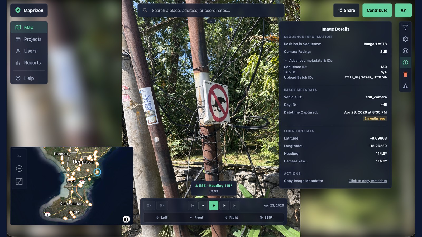 Maprizon — single-image capture mode