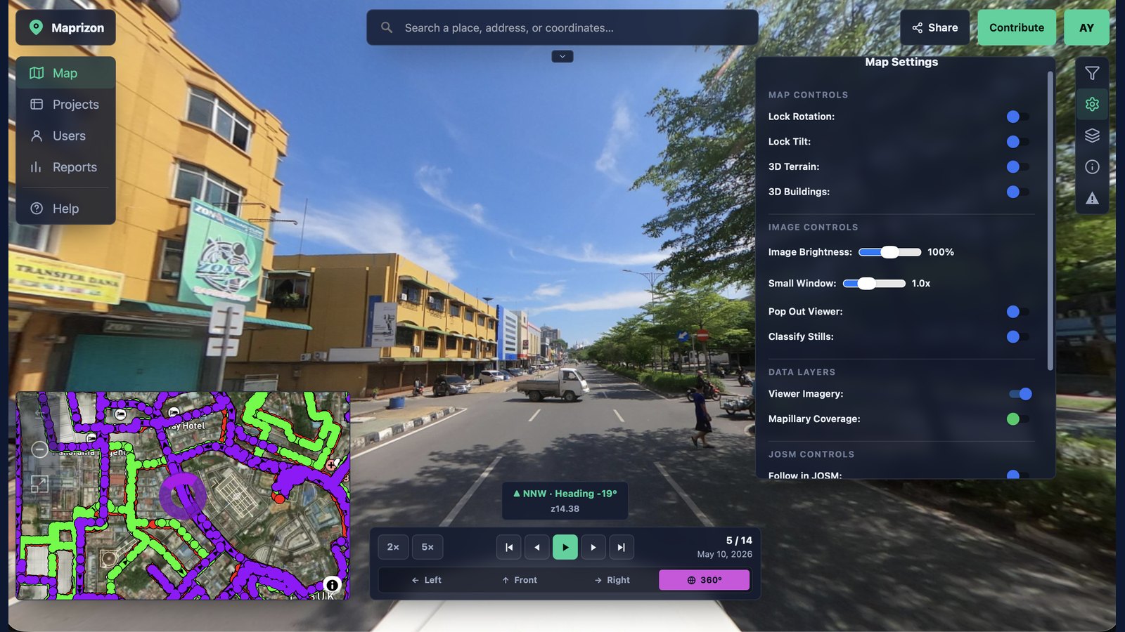 Maprizon — viewer settings and imagery layers